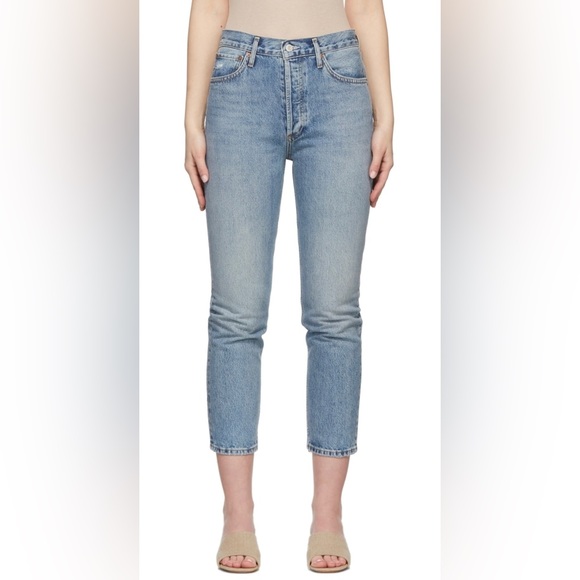 AGOLDE Blue Riley Cropped Jeans 31 - Picture 1 of 4